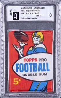 1957 Topps Football 1st Series Unopened Five-Cent Wax Pack – GAI NM-MT 8